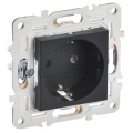 Розетка с заземлением, 16А, без защ. шторок, черная, IEK SK-R11-16-K02