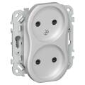 FLITE Розетка 2-местная без заземления с защитными шторками 10А РСш02-0-ФлА алюминий IEK