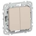 FLITE Выключатель 2-клавишный проходной 10А ВС62-1-0-ФлЛ льняной IEK