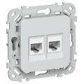 FLITE Розетка 2-местная RJ45/RJ11 категория 5Е/3 UTP РКТ5е/3-2-0-ФлЖ жемчуг IEK