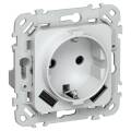 FLITE Розетка 1-местная с заземлением с защитными шторками 16А с USB A+A 3,1А РСЮша11-0-ФлЖ жемчуг I