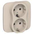 FLITE Розетка 2-местная с заземлением с защитными шторками безвинтовое крепление 16А РСш12-1-А-ФлЛ л