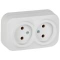 GLORY Розетка 2-местная для открытой установки без заземления без защитных шторок 10А РС22-2-ХБм бел