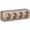 GLORY Розетка 4-местная для открытой установки с заземлением без защитных шторок 16А РС24-3-ХШм шамп