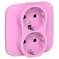 FLITE Розетка 2-местная с заземлением без защитных шторок 16А РС12-0-А-ФлПр пурпурный IEK