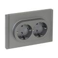 FORTE&PIANO Розетка 2-местная с заземлением без защитных шторок безвинтовое крепление 16А FP524 стал