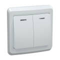 Выключатель 2-клавишный с индикацией, 10А, ВС10-2-1-ВБ, белый, IEK EVV21-K01-10-DM