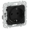 FLITE Розетка 1-местная с заземлением с защитными шторками 16А с USB A+A 3,1А РСЮша11-0-ФлЧ черный I