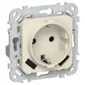 FLITE Розетка 1-местная с заземлением с защитными шторками 16А с USB A+A 3,1А РСЮша11-0-ФлСл сливочн