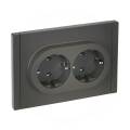 FORTE&PIANO Розетка 2-местная с заземлением без защитных шторок безвинтовое крепление 16А FP324 серы