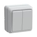 Выключатель 2-клавишный, для открытой установки, 10А, ВС20-2-0-ОБ, белый, IEK EVO20-K01-10-DC