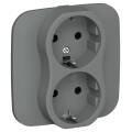 FLITE Розетка 2-местная с заземлением без защитных шторок 16А РС12-0-А-ФлМА мокрый асфальт IEK