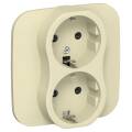 FLITE Розетка 2-местная с заземлением с защитными шторками безвинтовое крепление 16А РСш12-1-А-ФлН н