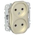 FLITE Розетка 2-местная без заземления с защитными шторками безвинтовое крепление 10А РСш02-1-ФлШ ша