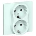 FLITE Розетка 2-местная с заземлением с защитными шторками 16А РСш12-0-К-ФлХЛ холодный лед IEK