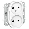 FLITE Розетка 2-местная без заземления без защитных шторок безвинтовое крепление 10А РС02-1-ФлБ белы