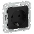 FLITE Розетка с заземлением без защитных шторок безвинтовое крепление 16А РС11-1-ФлЧ черный IEK