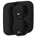 FLITE Розетка 2-местная с заземлением с защитными шторками 16А РСш12-0-А-ФлЧ черный IEK