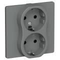 FLITE Розетка 2-местная с заземлением без защитных шторок 16А РС12-0-К-ФлМА мокрый асфальт IEK