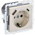 BRITE Розетка 1-местная с заземлением с защитными шторками 16А с USB A+C 18Вт РЮш11-1-БрКр бежевый I