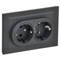 BRITE Розетка 2-местная с заземлением без защитных шторок 16А в сборе РС12-3-БрГ графит IEK