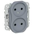 FLITE Розетка 2-местная без заземления без защитных шторок безвинтовое крепление 10А РС02-1-ФлМ маре