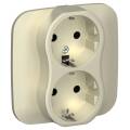 FLITE Розетка 2-местная с заземлением без защитных шторок безвинтовое крепление 16А РС12-1-А-ФлШ шам