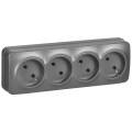 GLORY Розетка 4-местная для открытой установки без заземления без защитных шторок 10А РС24-2-ХСм ста