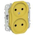 FLITE Розетка 2-местная без заземления без защитных шторок безвинтовое крепление 10А РС02-1-ФлЖК жел