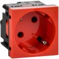 Розетка 45град с заземляющим контактом защитной шторкой и винтовым зажимом (2 модуля) красная