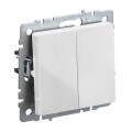 Выключатель 2-клавишный, 10А, ВС10-2-0-БрБ, белый, IEK BR-V20-0-10-K01
