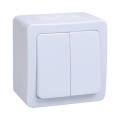Выключатель 2-клавишный для открытой установки, ВС20-2-0-ГПБ, IP54, белый, IEK EVMP20-K01-10-54-EC