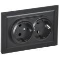 BRITE Розетка 2-местная с заземлением без защитных шторок 16А в сборе РС12-3-БрЧ черный IEK