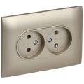 SKANDY Розетка 2-местная без заземления без защитных шторок 10А в сборе SK-R10Sh шампань IEK