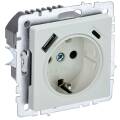 BRITE Розетка 1-местная с заземлением с защитными шторками 16А с USB A+C 18Вт РЮш11-1-БрЖ жемчуг IEK