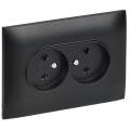 SKANDY Розетка 2-местная без заземления с защитными шторками 10А в сборе SK-R09Bl черный IEK