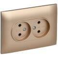 SKANDY Розетка 2-местная без заземления без защитных шторок 10А в сборе SK-R10Sa песочный IEK