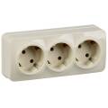 GLORY Розетка 3-местная для открытой установки с заземлением без защитных шторок 16А РС23-3-ХК кремо