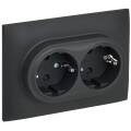 SKANDY Розетка 2-местная с заземлением с защитными шторками 16А в сборе SK-R07G графит IEK