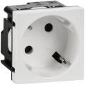 Розетка 45град с заземляющим контактом защитной шторкой и винтовым зажимом (2 модуля) белая