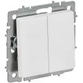 BRITE Выключатель 2-клавишный проходной 10А ВС10-2-6-БрАБ арктический белый IEK
