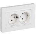 BRITE Розетка 2-местная с заземлением без защитных шторок плоская 16А в сборе РСПл12-3-БрАБ арктичес