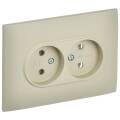 SKANDY Розетка 2-местная без заземления без защитных шторок 10А в сборе SK-R10B бежевый IEK