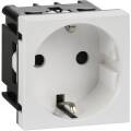 Розетка с заземляющим контактом защитной шторкой и винтовым зажимом (2 модуля) белая