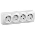GLORY Розетка 4-местная для открытой установки без заземления без защитных шторок 10А РС24-2-ХБ белы