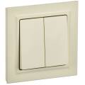 BRITE Выключатель 2-клавишный 10А в сборе ВСР10-2-0-БрКр бежевый IEK