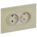 SKANDY Розетка 2-местная без заземления без защитных шторок для плоской вилки 10А SK-R03B стекло беж