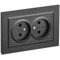 BRITE Розетка 2-местная без заземления без защитных шторок 10А в сборе РС12-2-БрЧ черный IEK