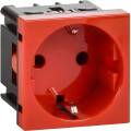 Розетка с заземляющим контактом без защитной шторки и винтовым зажимом (2 модуля) красная