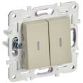SKANDY Выключатель 2-клавишный проходной с индикацией 10А SK-V10B бежевый IEK